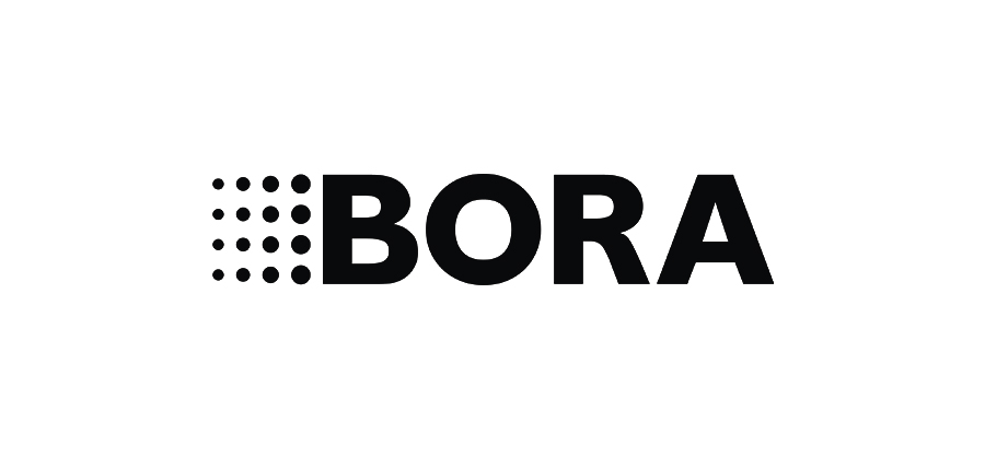 Das Bild zeigt das Wort „bora“ in schwarzen Großbuchstaben mit einem gepunkteten Muster links vom Text, was auf ein Markenprodukt hinweist.
